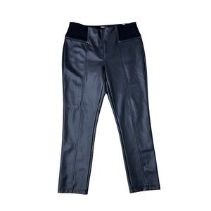 J. McLaughlin Black Faux Leather Leggings Pull On Ankle Pants Size L